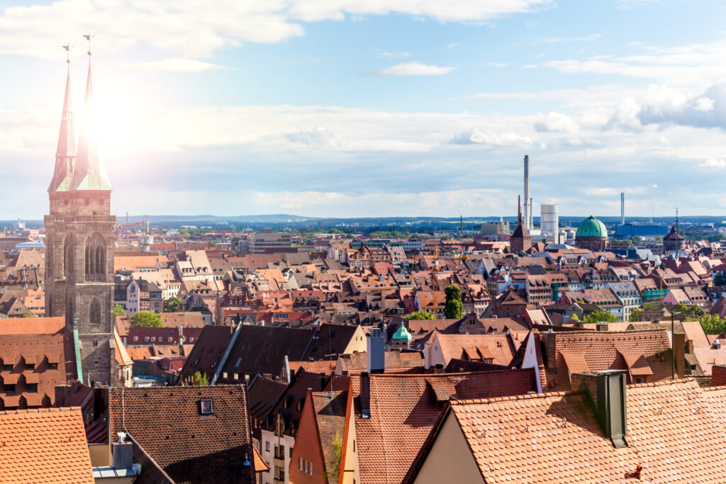 Überblick über Nürnberg und die Dächer der Innenstadt